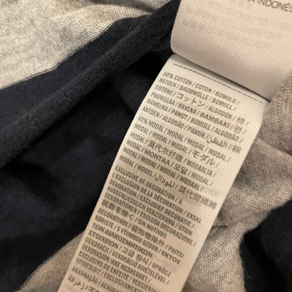 Vintage Y2K Abercrombie Striped Grey Navy Boat Neck Tee - M - Picture 8 of 13
